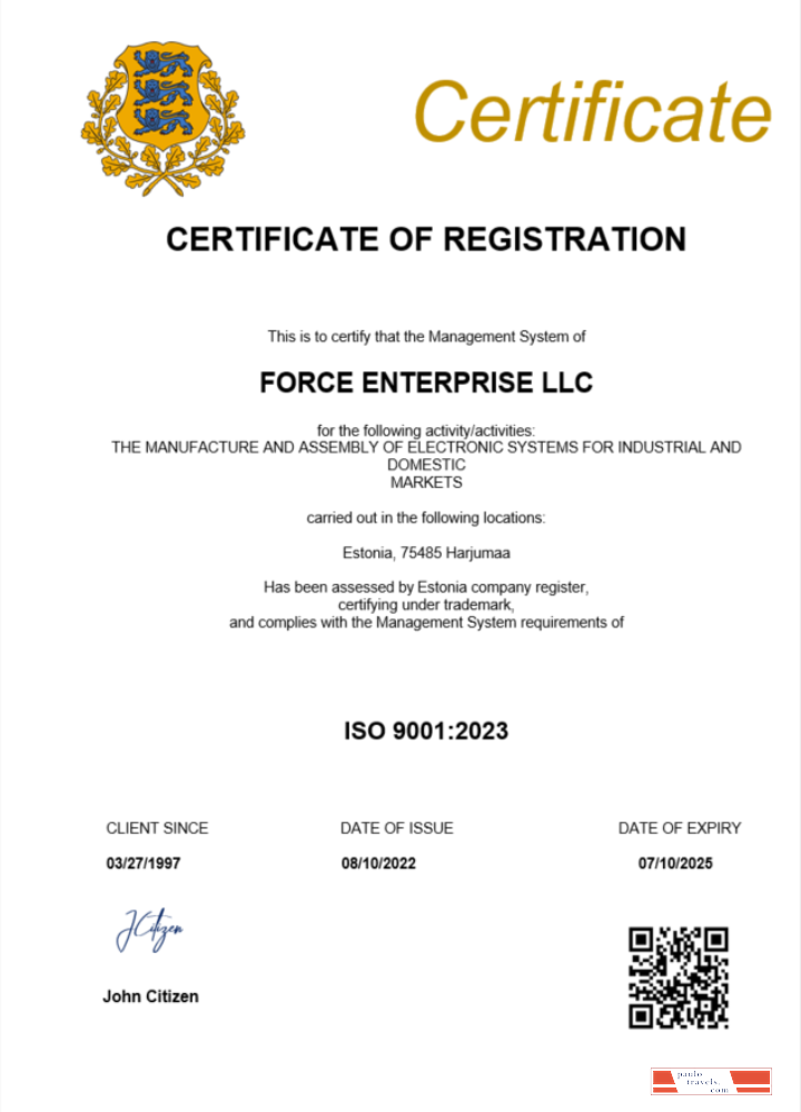 Estonia  certificate of registration Word and PDF template